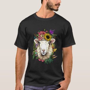 Camiseta Jardim Botânico de Ovelhas Florais Planta Floral O