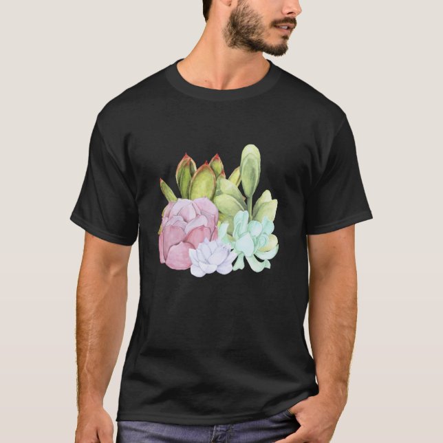 Camiseta Jardim Botânico Suculento de Cactos Planta Interna (Frente)