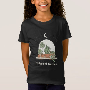 Camiseta Jardim Celestial Casa Boho Planta Lua e Estrelas A