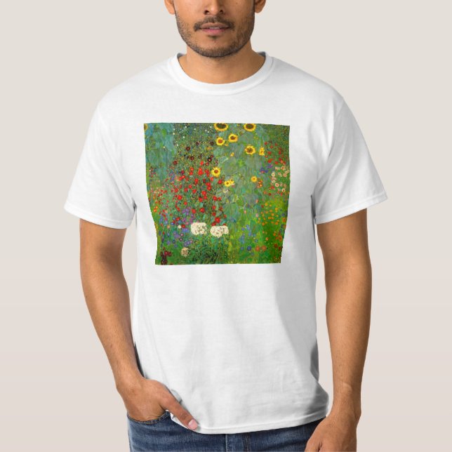 Camiseta Jardim da fazenda de Gustavo Klimt com girassóis (Frente)