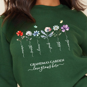 Camiseta Jardim da vovó com nomes dos netos Aquarela