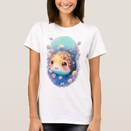 Camiseta Jardim de Anime Peixe Balão Kawaii Gráfico de Aqua
