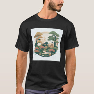 Camiseta Jardim de Árvores Bonsai de Outono Santuário Japon
