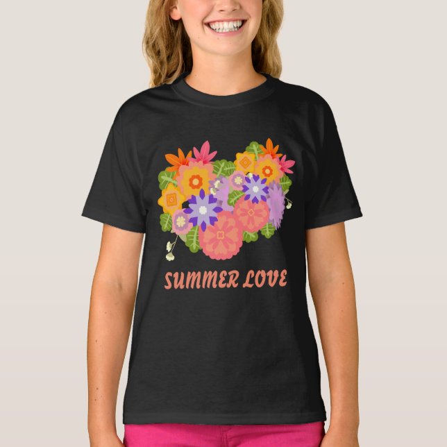 Camiseta Jardim de Bloqueio Flor bonito Verão (Frente)