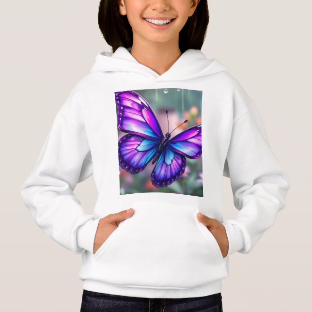 Camiseta Jardim de Borboleta Roxa Encantada (Frente)