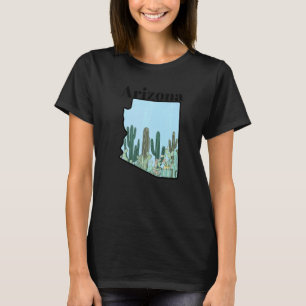 Camiseta Jardim de Cactos Mapa do Estado do Arizona