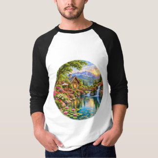 Camiseta Jardim de Casa Alpina Lago da Montanha Nascer do S