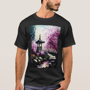 Camiseta Jardim de Cerejeiras com Lago do Santuário Pintura