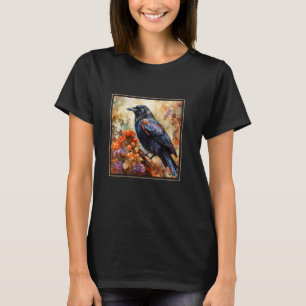 Camiseta Jardim de Corvos Flores Pintura Pet Mamãe Papai