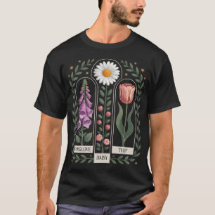 Camiseta Jardim de Dedaleira Margarida Tulipa Arte em Flor