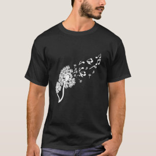 Camiseta Jardim de Dente-de-Leão Flor Músicos Nota Musical 