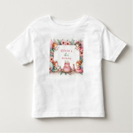 Camiseta Jardim de fada rosa entoado - Aniversário