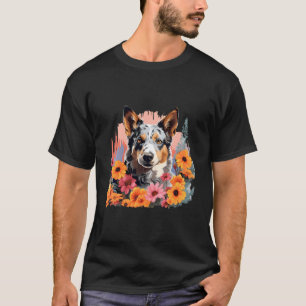 Camiseta Jardim de Flor Primavera de Calor Azul-Cinto austr
