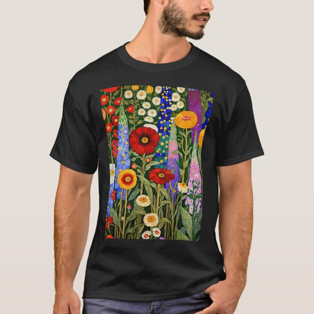 Camiseta Jardim de Flores de Gustav Klimt (Frente)