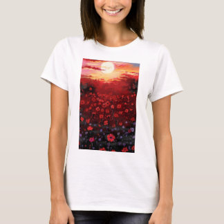 Camiseta jardim de flores pintadas