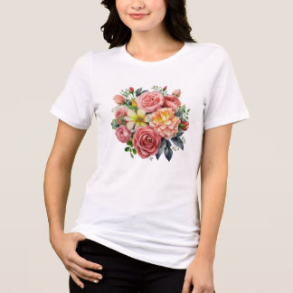 Camiseta Jardim de Flores Silvestres Colorido em Aquarela
