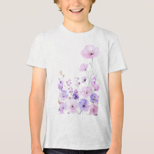 Camiseta Jardim de Flores Silvestres Pastel em Flor Suave