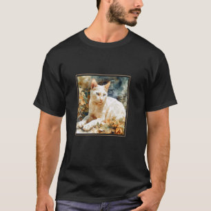 Camiseta Jardim de Gatos Khao Manee Flores Pintura Pet Mamã