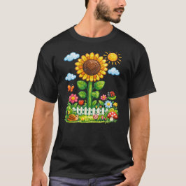 Camiseta Jardim de Girassóis Caprichoso Arte de Natureza de