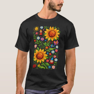 Camiseta Jardim de Girassóis Caprichoso Arte Folclórica