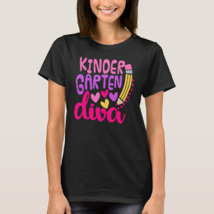 Camiseta Jardim de Infância Diva Primeiro Dia de Menina Esc