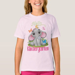 Camiseta Jardim de Infância Elefante de Borboleta de volta 