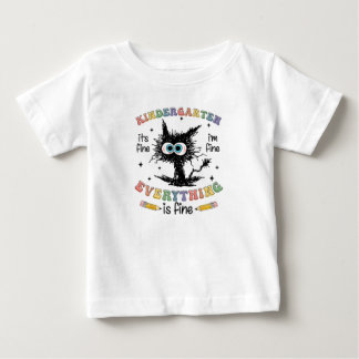 Camiseta Jardim de Infância Gato Preto Tudo Bem Estou Bem T