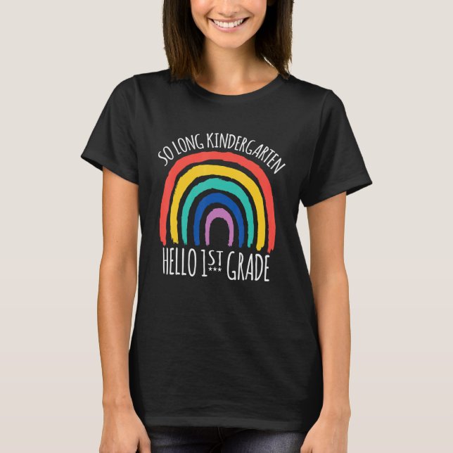 Camiseta Jardim de Infância Longo Alô, 1 rua Grau Arco-Íris (Frente)