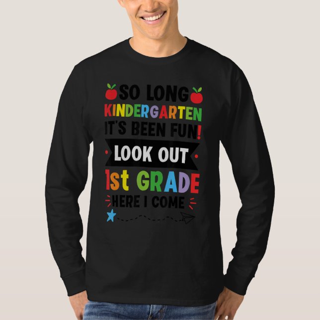 Camiseta Jardim de Infância Longo Olhe Para O Primeiro Grau (Frente)