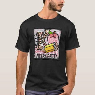 Camiseta Jardim de Infância Maçã Leopardo Aluno Professor