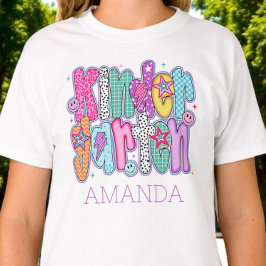 Camiseta Jardim de Infância Primeiro Dia de Aula Coquette P