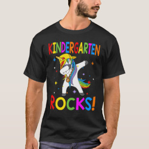 Camiseta Jardim De Infância Roça Dabbing Unicorn De volta à
