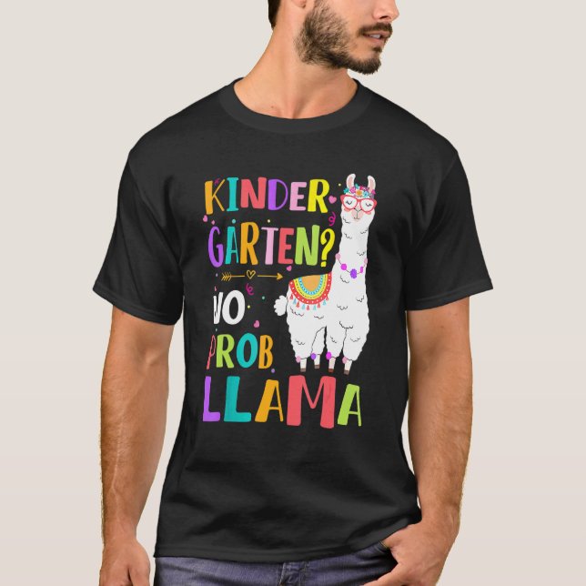 Camiseta Jardim de Infância Sem Prob Llama Meninas Professo (Frente)