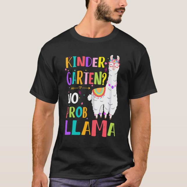 Camiseta Jardim de Infância Sem Prob Llama Meninas Professo (Frente)