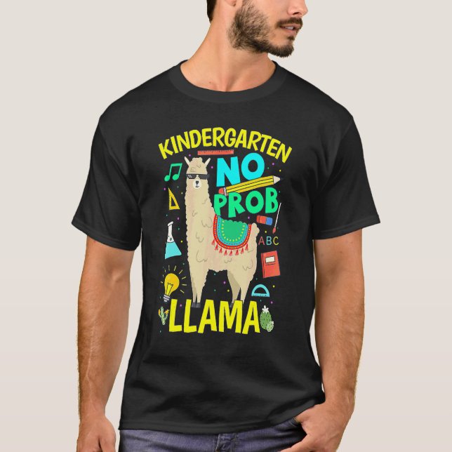 Camiseta Jardim de infância sem problema de lhama de volta  (Frente)