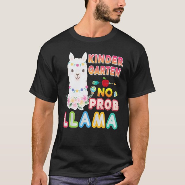 Camiseta Jardim de Infância Sem Problema de Lhama de Volta  (Frente)