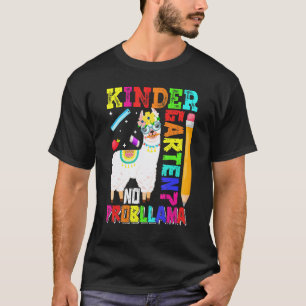 Camiseta Jardim de Infância Sem Problema Lhama Primeiro Dia