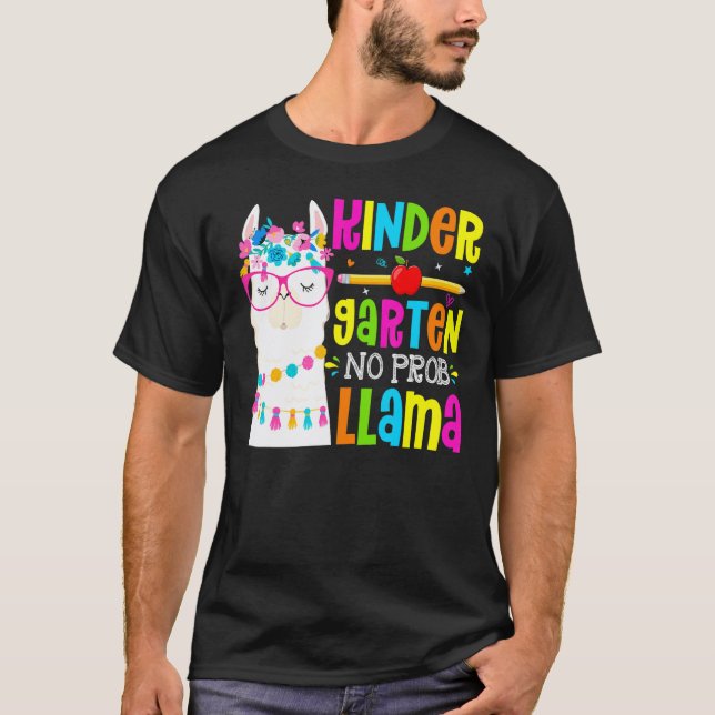Camiseta Jardim de Infância Sem Problema Llama Aluno Primei (Frente)
