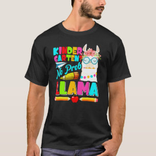 Camiseta Jardim de Infância Sem Problema Llama Primeiro Dia