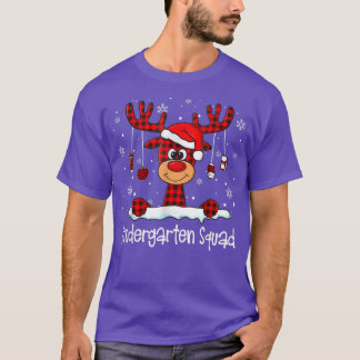Camiseta Jardim de Infância Xadrez Reindeer Santa Hat Teach
