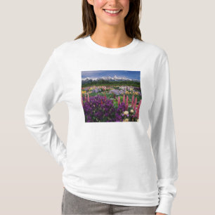 Camiseta jardim de Íris e Lupino e Cordilheira Teton,