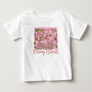 Camiseta Jardim de Morango Floral Aquarela Doce Fruta