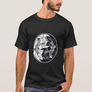 Camiseta Jardim de Peixes Koi da Ásia Ying e Yang
