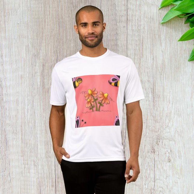 Camiseta Jardim de Primavera cor-de-rosa e flores (Criador carregado)