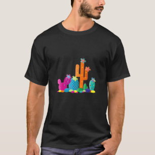 Camiseta Jardim de Rochas com Cactos Brilhantes e Flores de