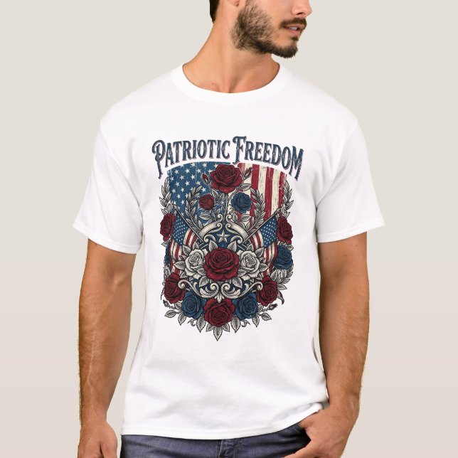 Camiseta Jardim de Rosas Patrióticas (Frente)