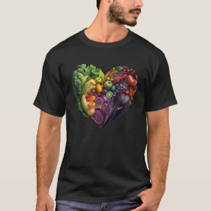 Camiseta Jardim do Coração Saudável e Fruta Colorida e Vegg