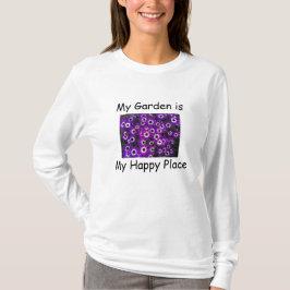 Camiseta Jardim é meu feliz lugar floral roxo