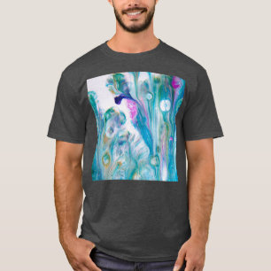 Camiseta Jardim em Azul-Abstrato, Arte acrílica por Flu