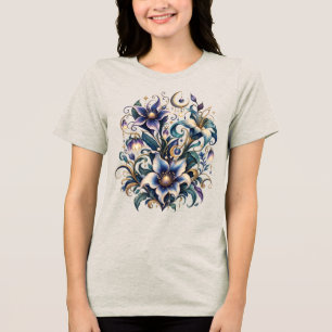 Camiseta Jardim Encantado da Meia-Noite: Azul e Dourado Lum
